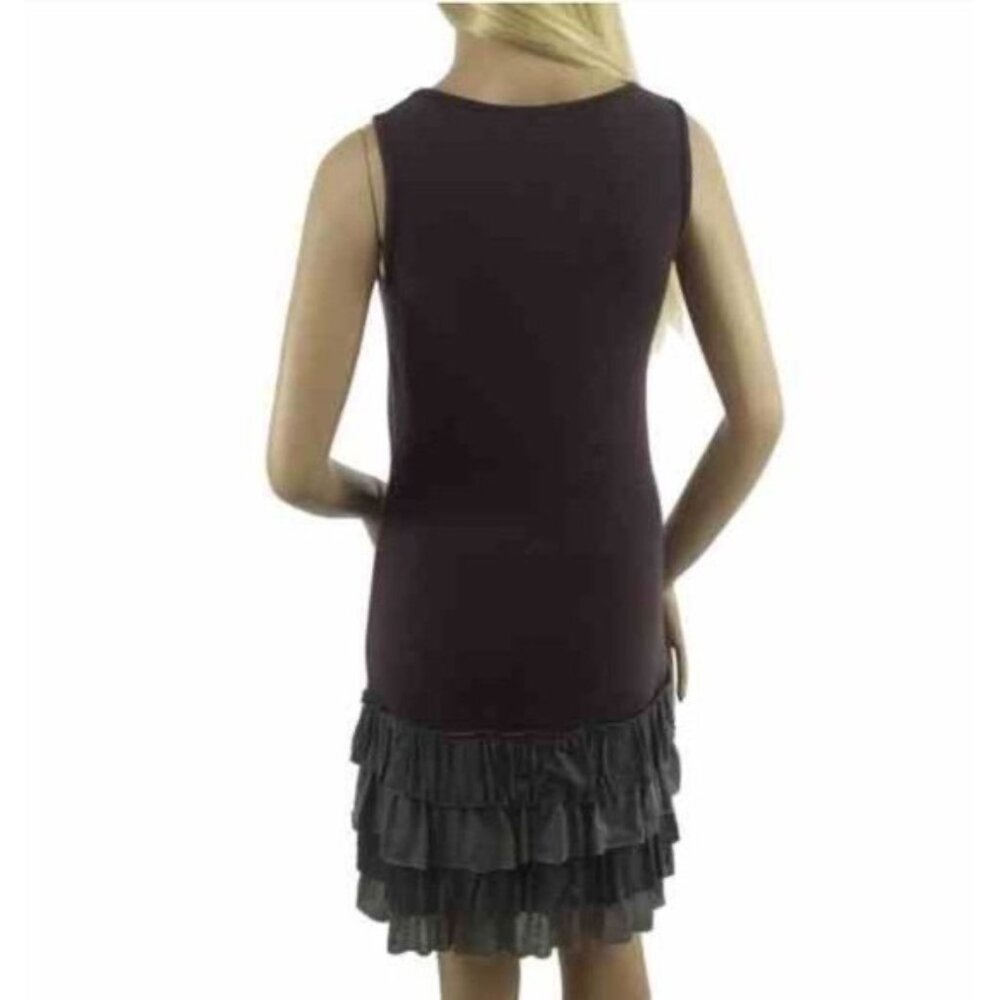 Vtg NWT Brown Tiered Ruffle Hem Drop Waist Mini Dress| Coquette Grunge Fairycore - Picture 5 of 8